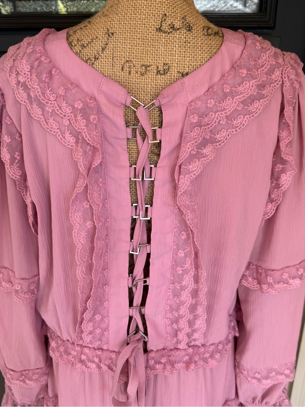 L'ATISTE Rose Boho Cottagecore Coquette Fairy Romantic Lace Up Back 1X - Picture 5 of 8